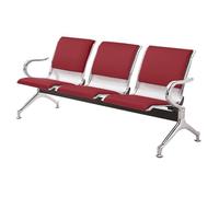 3-Seat Waiting Room Bench with Arms - Durable Breathable Airport Seating, Comfortable Reception Chairs for Business, Hospital or Shopping Mall