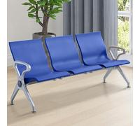 3 Seat Waiting Room Bench with Arms - PU Lobby Reception Seating for Clinic, Airport, Hospital, Barber, Salon, Bank
