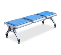 3-Seat Waiting Room Chair Set, PU Leather Reception Bench Armless Design for Office, Bank, Hospital, and School Guest Seating