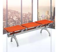 3-Seat Waiting Room Chairs, PU Leather Bench with Steel Frame, Non-slip Foot Pads, Office Reception Seating for Airport, Bank, Hospital