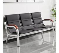 3-Seat Waiting Room Chairs with Backrest and Solid Wood Armrests, Airport Reception Bench, Load Capacity 1100 Lbs