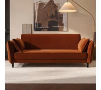 3 Seater Click-Clack Sofa Bed in Burnt Orange Velvet - Bobby