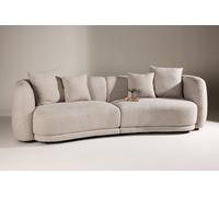 3 Seater Curved Beige Boucle Modular Sofa, 2 Piece Contemporary Sectional With Pillows In Beige Boucle