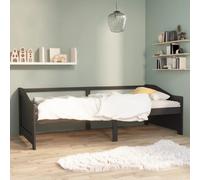 vidaXL Solid Pinewood 3-Seater Day Bed Dark Grey Sleepover Guest Sofa Bed