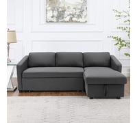 3 Seater Fabric Corner Sofa Bed with Storage Chaise Lounge L-Shape Couch Bed LivingRoom Free Combination Unit Movable Pulley Sofa Bed