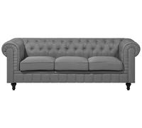 Sofa 3 Seater CHESTERFIELD Fabric Light Grey