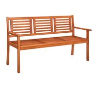 vidaXL Solid Eucalyptus Wood 3-Seater Garden Bench 150cm Outdoor Furniture