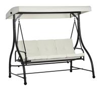 3-Seater Garden Swing Bed Cream Metal Polyester Sponge 195x117x175cm with Canopy