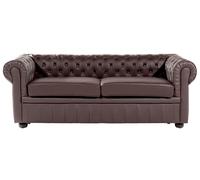 3 Seater Leather Sofa Brown CHESTERFIELD