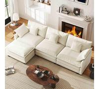 3 Seater Modular Sofa with Movable Ottoman - Convertible L-Shaped Sectional, Chenille Fabric, Easy Assembly for Living Room or Bedroom, 108 Inch