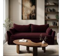 3 Seater Pull-Out Sofa Bed with Storage in Burgundy Velvet - Gaia