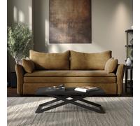3 Seater Pull-Out Sofa Bed with Storage in Caramel Brown Chenille - Gaia