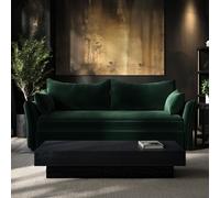 3 Seater Pull-Out Sofa Bed with Storage in Green Velvet - Gaia