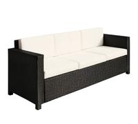 Outsunny Rattan Wicker 3-seater Sofa Chair Patio Furniture w/ Cushions Black