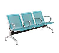 3-Seater Reception Bench with Armrests, Steel Frame, Black, Office Waiting Room Chair