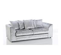 (3 Seater, Silver) Aurora Crushed Velvet 3 and 2 Seater Sofa