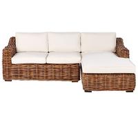Beliani Garden Corner Sofa 3 Seater Briatico Left Hand Rattan Natural