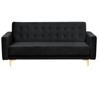 Sofa Bed 3 Seater ABERDEEN Velvet Black