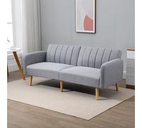 3 Seater Sofa Bed w/ Adjustable Backrest for Living Room, Guest Room HOMCOM Light Grey One Size