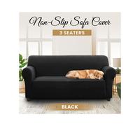 (3 Seater Sofa Cover, Black) Stretch Sofa Cover Non Slip Couch Cover Spandex Slipcover Protector T Shape Elastic Furniture Cover