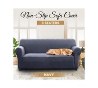 (3 Seater Sofa Cover, Blue Grey) Stretch Sofa Cover Non Slip Couch Cover Spandex Slipcover Protector T Shape Elastic Furniture Cover