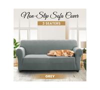 (3 Seater Sofa Cover, Grey) Stretch Sofa Cover Non Slip Couch Cover Spandex Slipcover Protector T Shape Elastic Furniture Cover