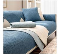 3-Seater Sofa Cover with Armrests Non-Slip Couch Blanket Cotton Linen Cushion Cover for Corner Sofa Cat Scratch Resistant Blue 90x160cm