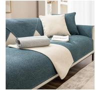 3-Seater Sofa Cover with Armrests Non-Slip Couch Blanket Cotton & Linen Sofa Cushion Protector Cat Scratch Resistant Dark Green 70x210cm - Stylish Furniture Guard