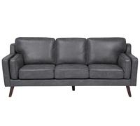 3 Seater Sofa Faux Leather Grey LOKKA