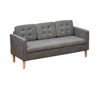 3-Seater Sofa Grey Cotton Upholstery 169x63x82cm Button-Tufted Hidden Storage UK
