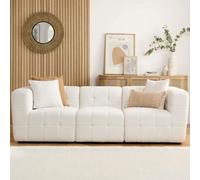 3 Seater Sofa Settee White Boucle Teddy Fabric Birlea Cloud