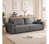 3 Seater Sofa, Upholstered Velvet Couch for Bedroom with Pillows