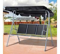 3 Seater Swing Bench Chair Garden Outdoor Lounge Hanging Metal Canopy Black