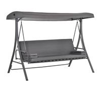 3-Seater Swing Chair Grey 234x132x182cm Powderoated Steel Canopy Hammock Bed