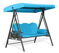 3-Seater Swing Seat Canopy Replacement, Hammock Cover with 4 Reinforced Corner Pockets, Garden Outdoor Sun Shade