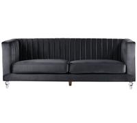 3 Seater Velvet Fabric Sofa Black ARVIKA
