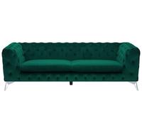 3 Seater Velvet Fabric Sofa Emerald Green SOTRA