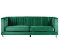 3 Seater Velvet Fabric Sofa Green ARVIKA