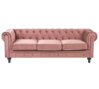 3 Seater Velvet Fabric Sofa Pink CHESTERFIELD