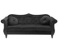 3 Seater Velvet Sofa Black SKIEN