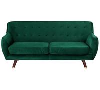 Beliani 3 Seater Velvet Sofa Emerald Green Bodo, Green