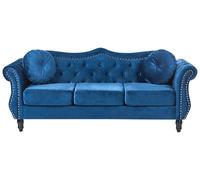 3 Seater Velvet Sofa Navy Blue SKIEN