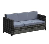 3-Seater Weather Resistant Outdoor Garden Rattan Sofa Grey