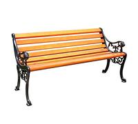 3-seater Wooden Outdoor Garden Bench,Park Bench With Cast Iron Frame and Anticorrosive Solid Wood Backrest Seat,Leisure Terrace Benches,Weatherproof Porch Chair,for Balcony/deck,Bearing Capacity880l