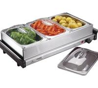 3-Section Buffet Warmer 4.5L with Hotplate Function & Adjustable Temp Cooks Professional Silver One Size