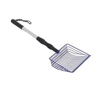 3 Section Extendable Metal Chicken Litter Scoop 22.4-41.7in Telescopic Handle, Stainless Steel Sifting Shovel Cat Poop Scooper No Bending Back (Blue)