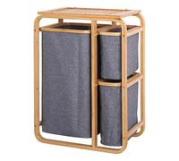 3-Section Laundry Hamper with Pull-Out Sorting Bags, Large Dirty Clothes Storage Basket with Shelf for Bedroom, Laundry Room, and Storage Room Organization
