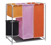 3-Section Laundry Sorter Hampers 1/2x with a Washing Bin Bag Foldable vidaXL