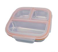 3 Section Leak Proof Stainless Steel Lunch Box 750ml with Secure Closure for Fresh and Separate Meals on the Move (ONE White)