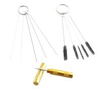 3 Set Airbrush Cleaning Kit, Airbrush Accessories Kit Includes 5 Nylon Cleaning Brush + 5 Spray Gun Cleaning Needle + Golden Mental Scraper, Airbrush Cleaning Brushes, Stainless Steel Needle Brush Set